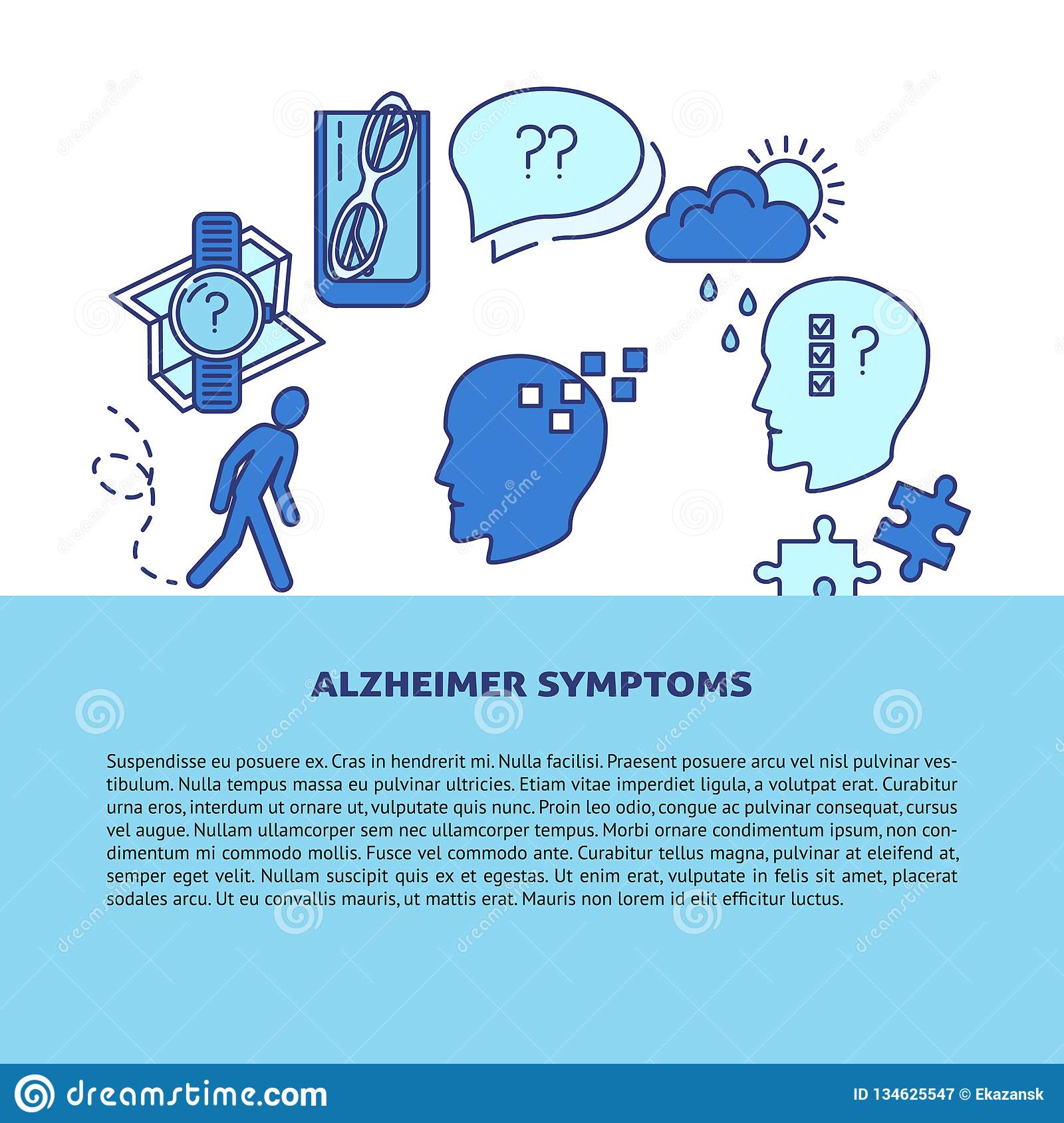 Alzheimer`s Symptoms Poster Template In Line Style Stock Vector ...