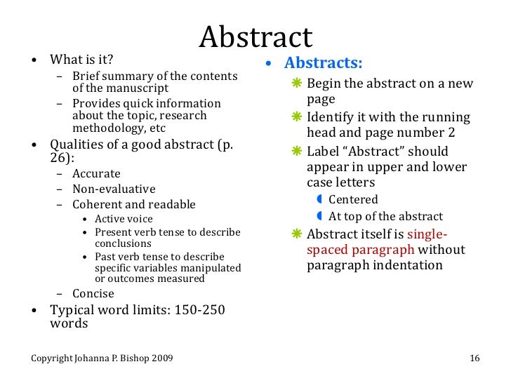 Apa Reference Abstract Creator : APA format abstract example