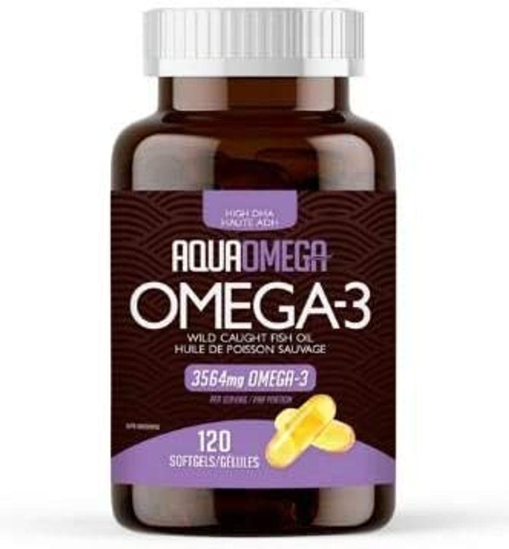 AQUAOMEGA Omega 3 Fish Oil High Potency DHA 120 Count, 120 CT ...