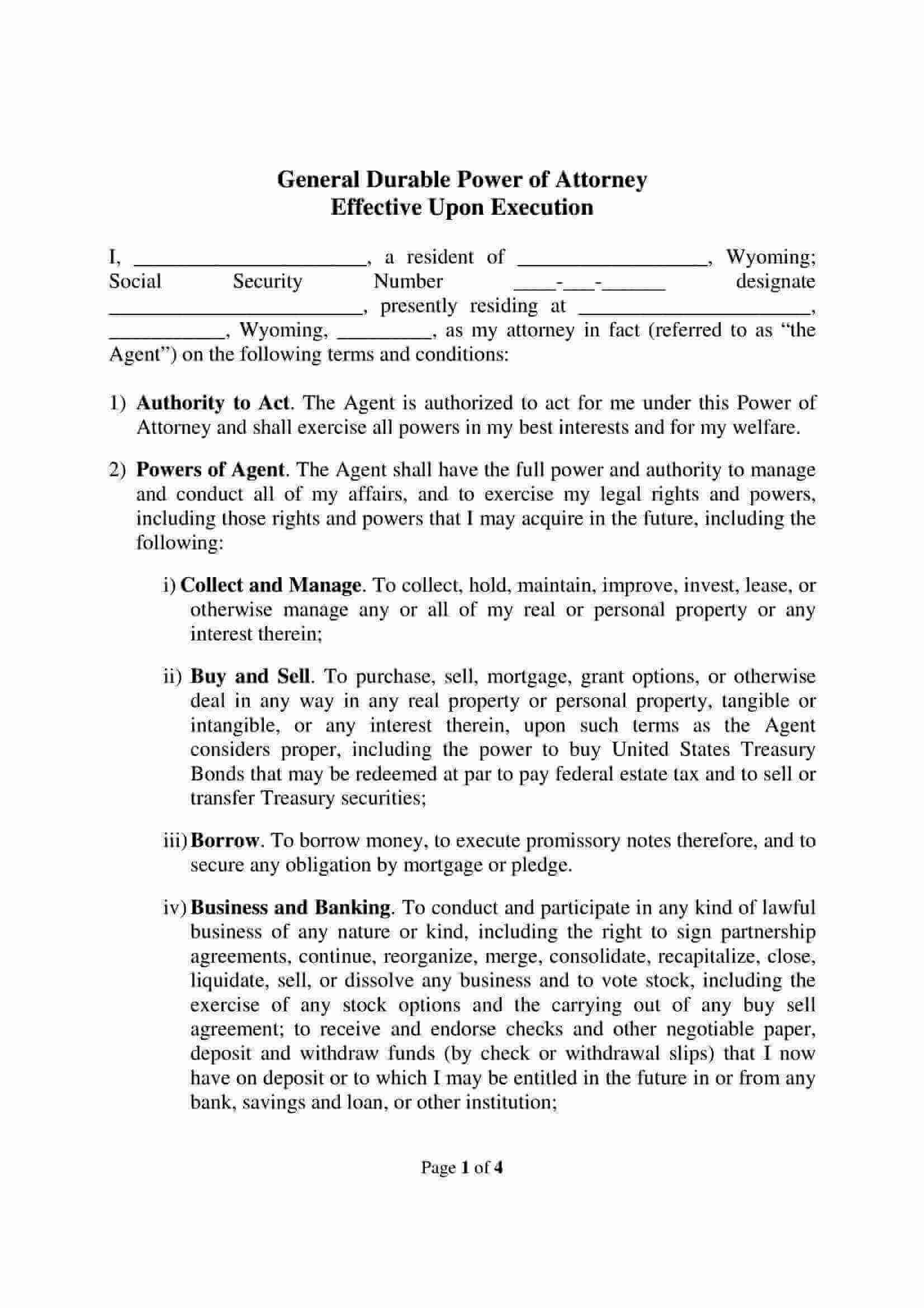 Free Fillable Wyoming Power of Attorney Form  PDF Templates
