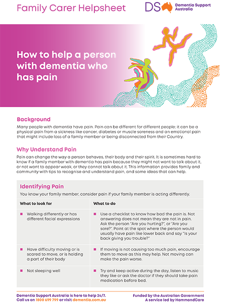 How to help a person with dementia who has pain