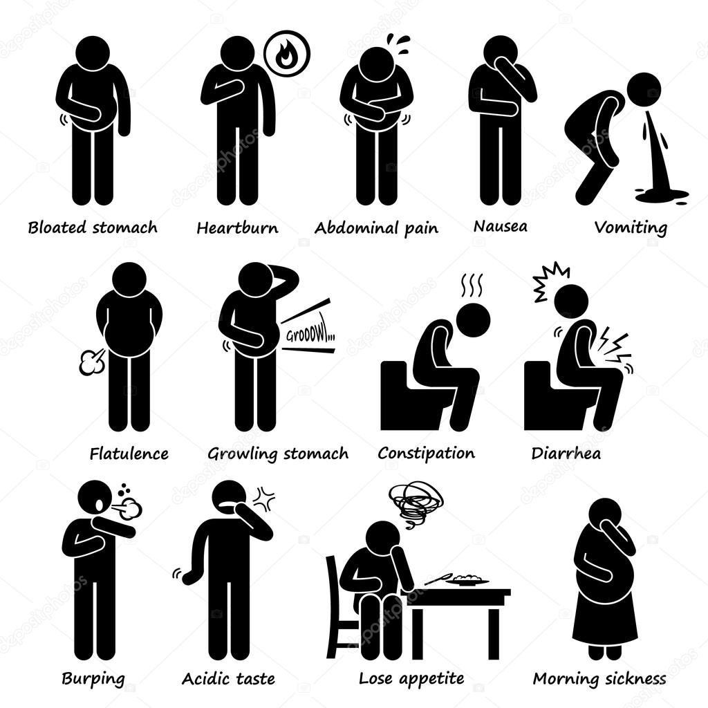 Indigestion Symptoms Problem Stick Figure Pictogram Icons ...