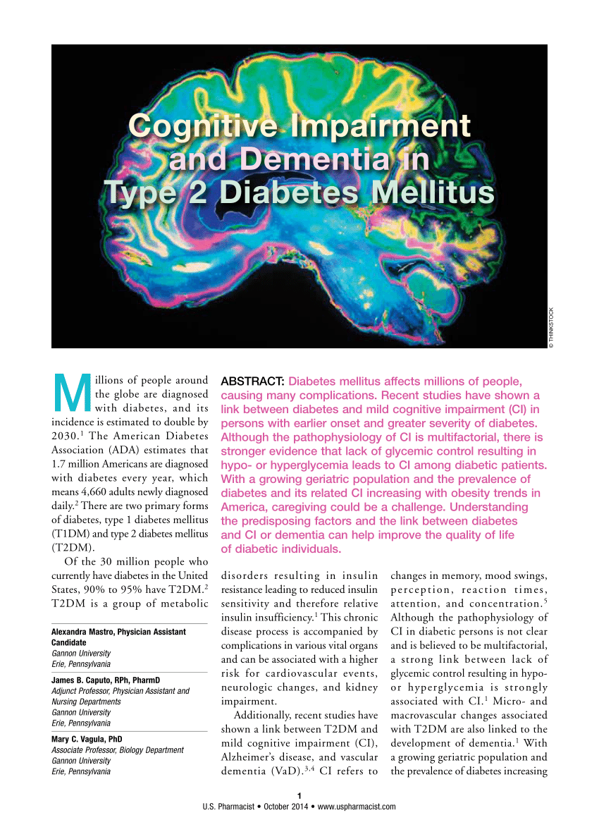 (PDF) Cognitive Impairment and Dementia in Type 2 Diabetes ...