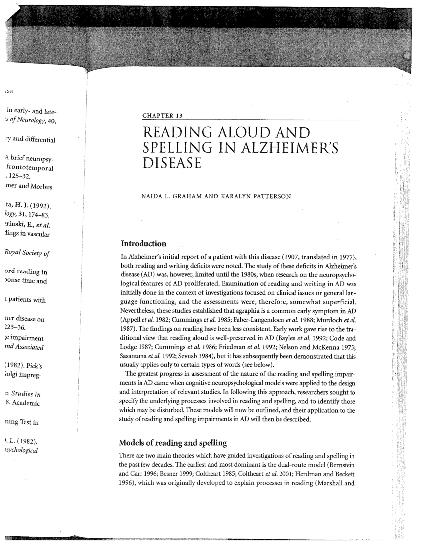 (PDF) Reading aloud and spelling in Alzheimer