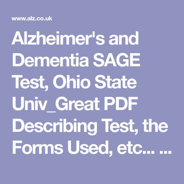 Sage Test For Dementia
