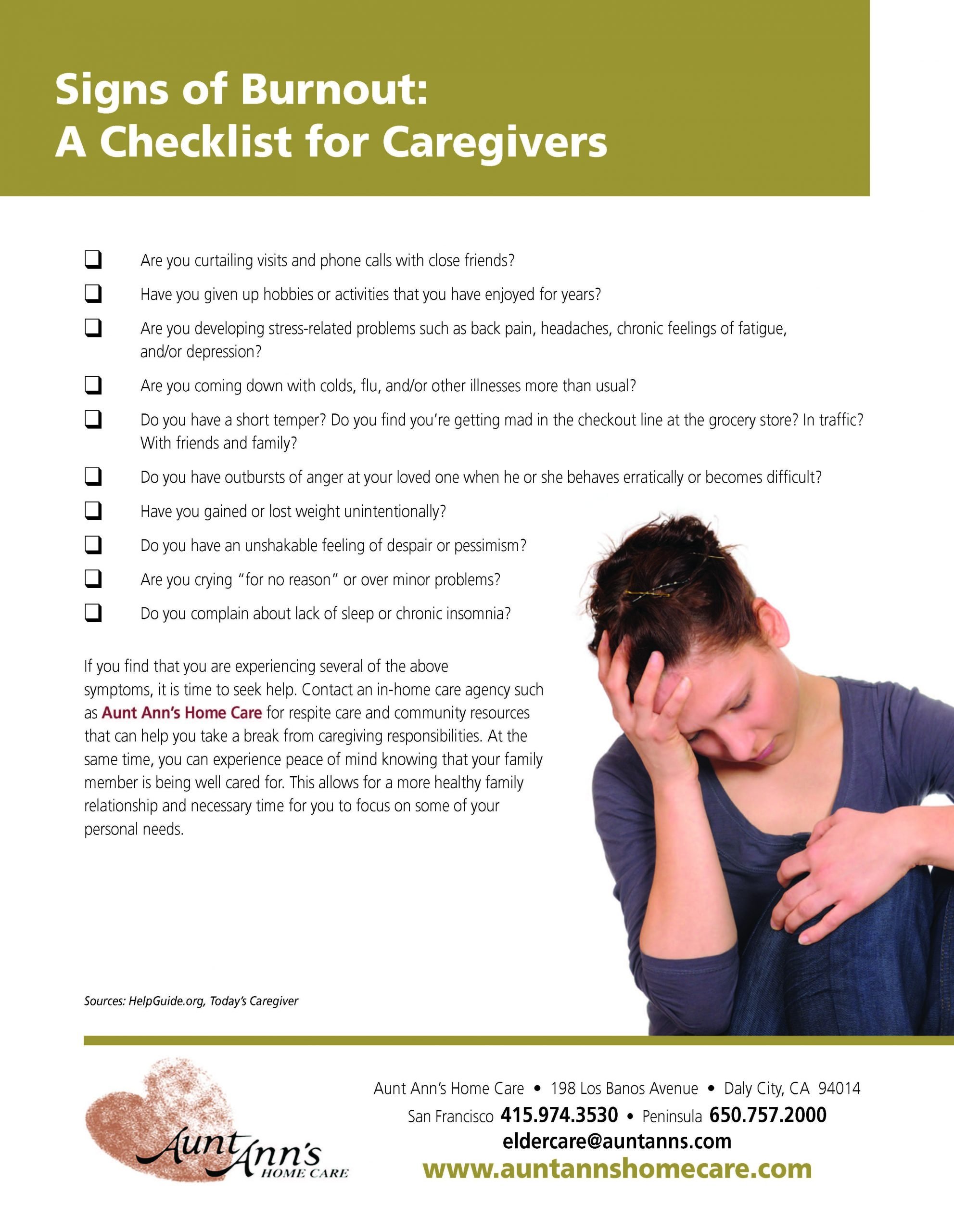 Signs of Caregiver Burnout #checklist #tips #caregiving ...