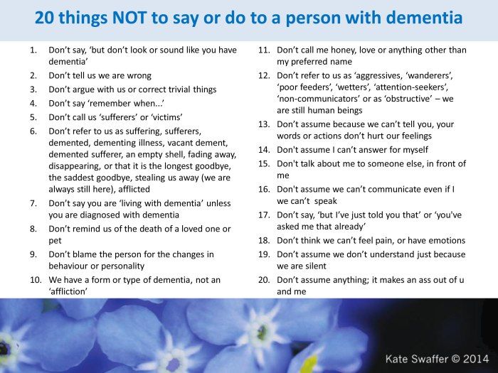 Updated: 20 things not to say to a person with dementia ...